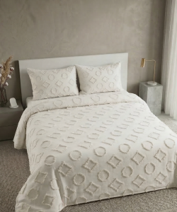 ALARA PİKE Alara 3 Parça Çift Kişilik Yatak Örtüsü - Krem (240x250)