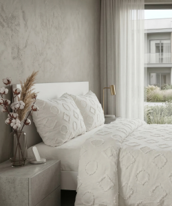 ALARA PİKE Alara 3 Parça Çift Kişilik Yatak Örtüsü - Krem (240x250)