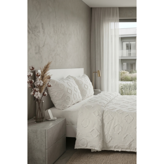 ALARA PİKE Alara 3 Parça Çift Kişilik Yatak Örtüsü - Krem (240x250)