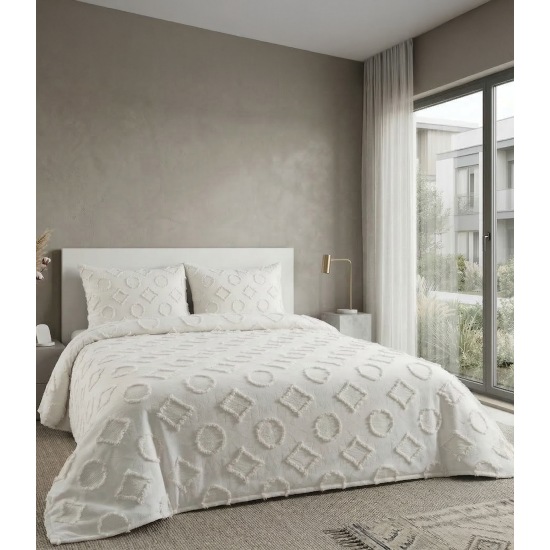 ALARA PİKE Alara 3 Parça Çift Kişilik Yatak Örtüsü - Krem (240x250)