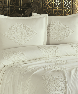 ALARA PİKE Krem Çift Kişilik Yatak Örtüsü