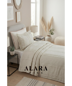 ALARA PİKE Taş Rengi Tek Kişilik Yatak Örtüsü (180 x 240)