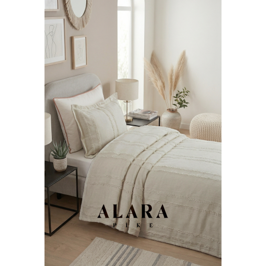 ALARA PİKE Taş Rengi Tek Kişilik Yatak Örtüsü (180 x 240)