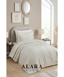 ALARA PİKE Taş Rengi Tek Kişilik Yatak Örtüsü (180 x 240)