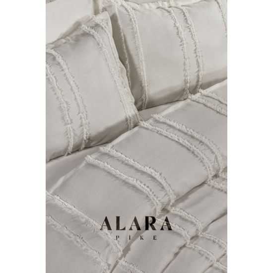 ALARA PİKE TAŞ RENGİ 3 PARÇA ÇİFT KİŞİLİK YATAK ÖRTÜSÜ