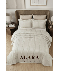 ALARA PİKE TAŞ RENGİ 3 PARÇA ÇİFT KİŞİLİK YATAK ÖRTÜSÜ