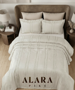 ALARA PİKE TAŞ RENGİ 3 PARÇA ÇİFT KİŞİLİK YATAK ÖRTÜSÜ