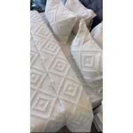 LUSSO Iskandinav Çift Kişilik Yatak Örtüsü 240 X 250 Cm Ve 2 Adet Yastık Ekru