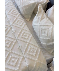 LUSSO Iskandinav Çift Kişilik Yatak Örtüsü 240 X 250 Cm Ve 2 Adet Yastık Ekru