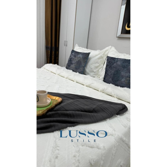 LUSSO Iskandinav Çift Kişilik Yatak Örtüsü 240 X 250 Cm Ve 2 Adet Yastık Ekru LUSSO Iskandinav Çift Kişilik Yatak Örtüsü 240 X 250 Cm Ve 2 Adet Yastık Ekru