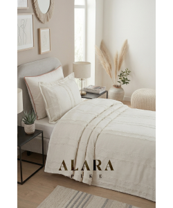 ALARA PİKE Krem Tek Kişilik Yatak Örtüsü (180 x 240)