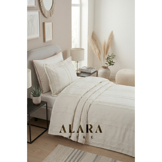 ALARA PİKE Krem Tek Kişilik Yatak Örtüsü (180 x 240)
