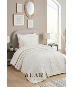 ALARA PİKE Krem Tek Kişilik Yatak Örtüsü (180 x 240)
