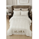 ALARA PİKE 3 Parça Krem Çift Kişilik Yatak Örtüsü