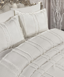 ALARA PİKE 3 Parça Krem Çift Kişilik Yatak Örtüsü