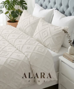 Iskandinav Çift Kişilik Yatak Örtüsü 240 X 250 Cm Ve 2 Adet Yastık Ekru